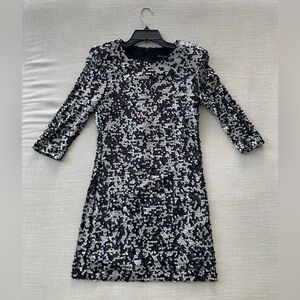 French Connection Black and White Sequin Mini Dress Size 8